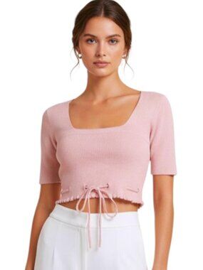 Lovers + Friends Pink Sweater Crop Top S